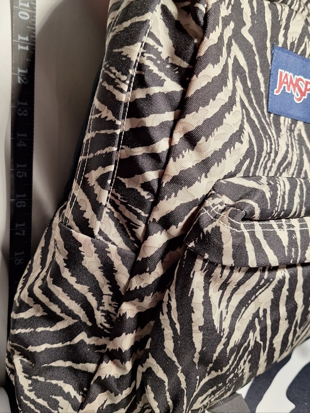 NWT Jansport Backpack, Zebra Stripes, Black & Grey w/ Pink Accents - Picture 5 of 12